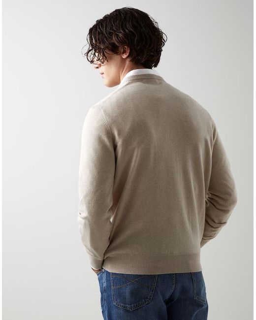 Brunello Cucinelli White Long-Sleeved V-Neck Cashmere Sweater for men