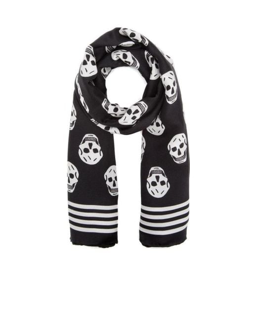 McQueen White Skull Print Scarf