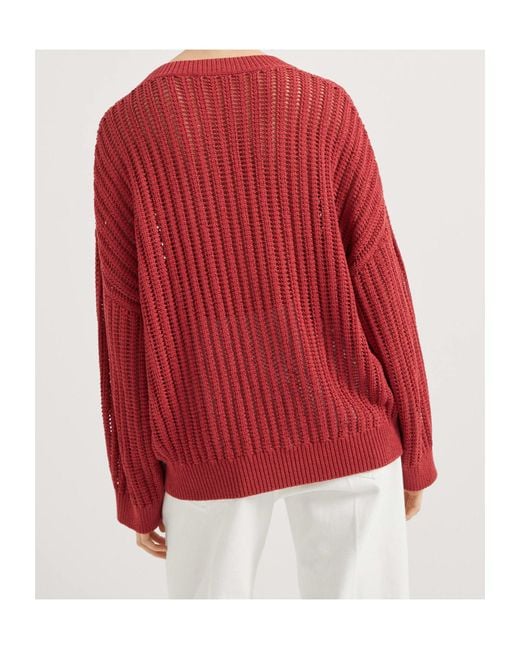 Brunello Cucinelli Red Open-Knit Sweaterv