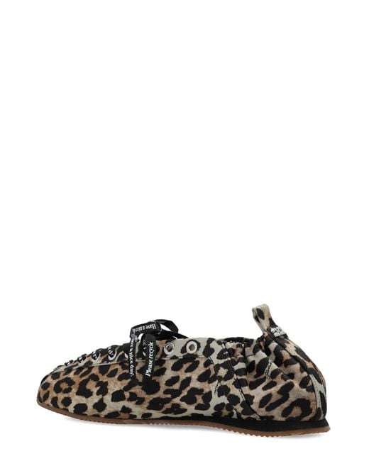 Ganni Black Leopard Sporty Ballerina Shoes