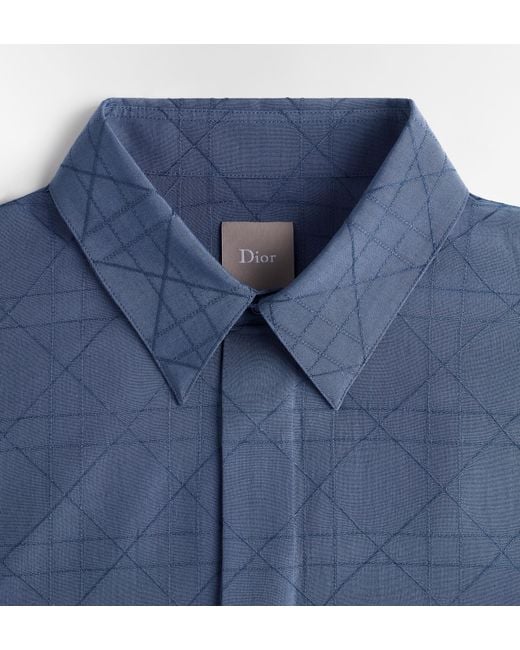 Dior Blue Cannage Short-Sleeved Shirt for men