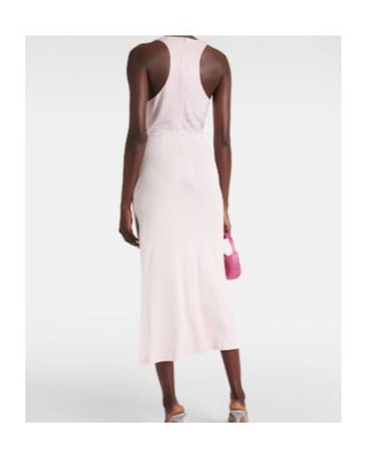 David Koma Pink Crystal-Embellished Midi Dress