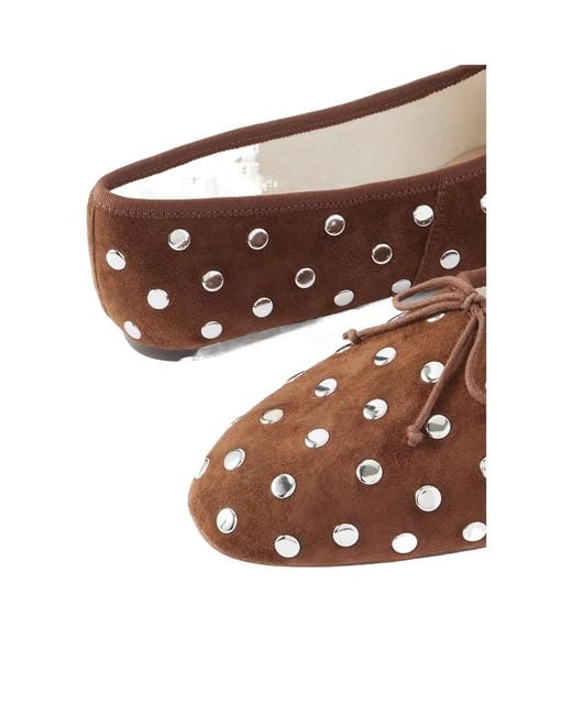 Loeffler Randall Brown Studded Suede Ballet Flats