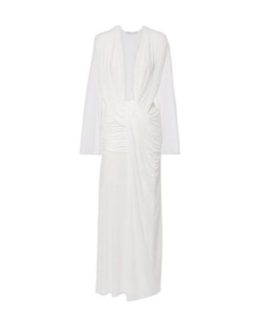 Christopher Esber White Ripple Draped Jersey Gown