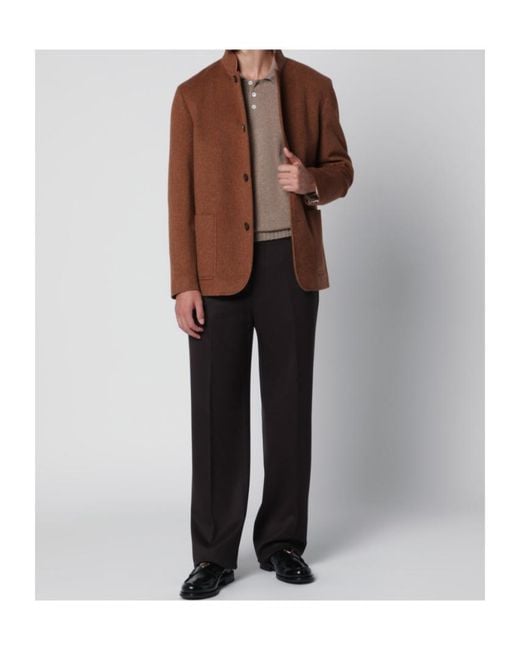 Loro Piana Brown Long-Sleeve Button-Up Jacket for men