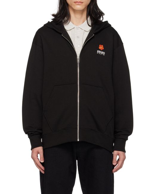 KENZO Black Boke Flower Zipped Hoodie for men