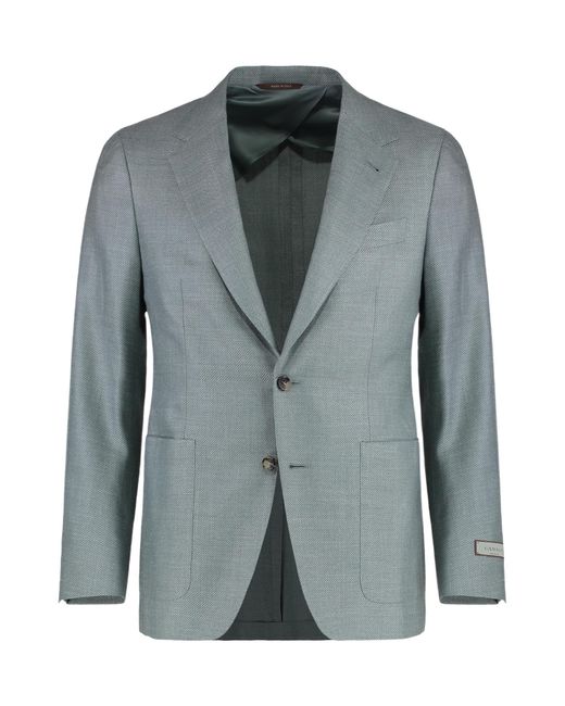 Canali Green V-Neck Single Breasted Blazer for men