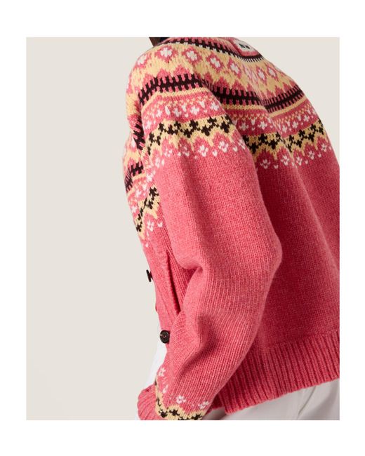 Miu Miu Red Wool Fair Isle Cardigan