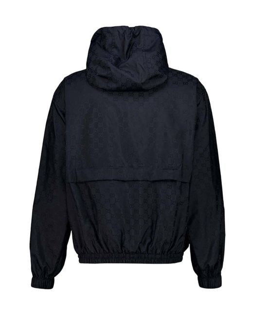 Gucci Blue Gg Jacquard Nylon Zip Jacket for men