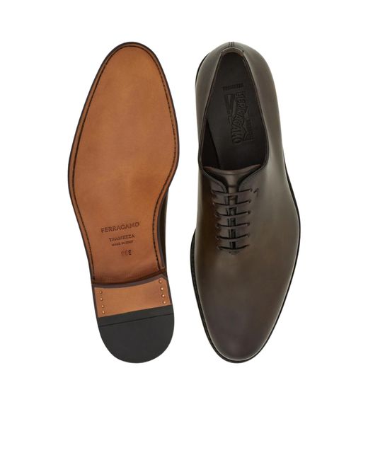 Ferragamo Brown Tramezza Plain Toe Oxford for men