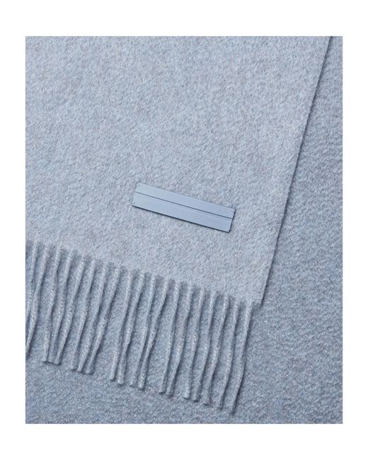 Zegna Blue Fringed Knitted Scarf for men