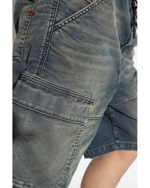 DIESEL Gray Patch-Pockets Denim Shorts for men