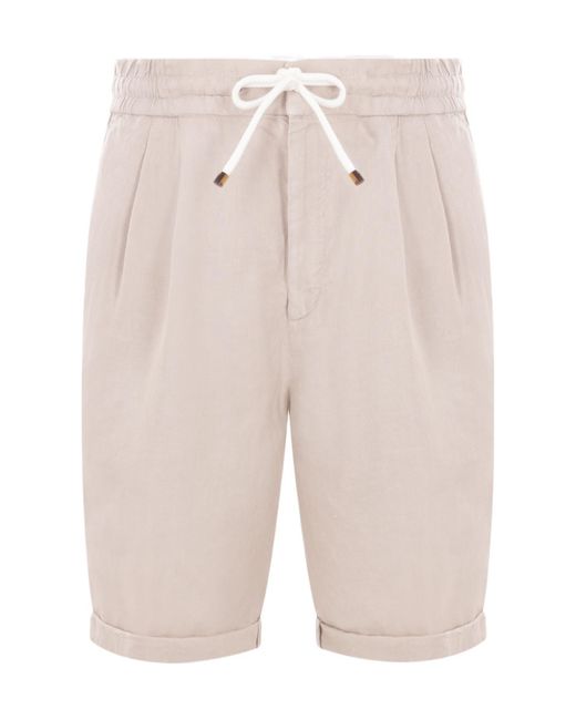 Brunello Cucinelli Natural Drawstring Track Shorts for men