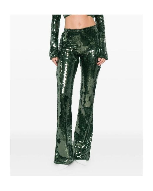 Oseree Green Sequined Details Casual Pants
