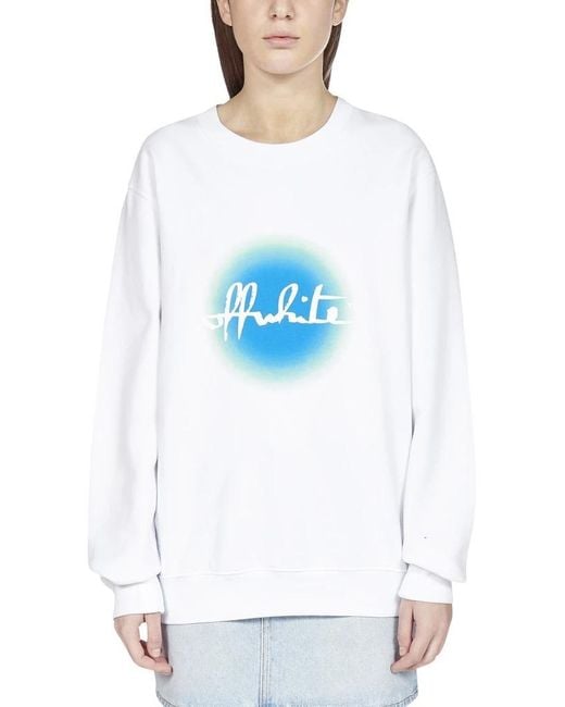 Off-White c/o Virgil Abloh Blue Round Collar Long Sleeve Sweater