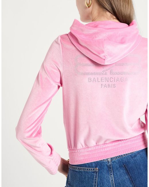 Balenciaga Pink Solid Color Hooded Sweatshirt Jacket