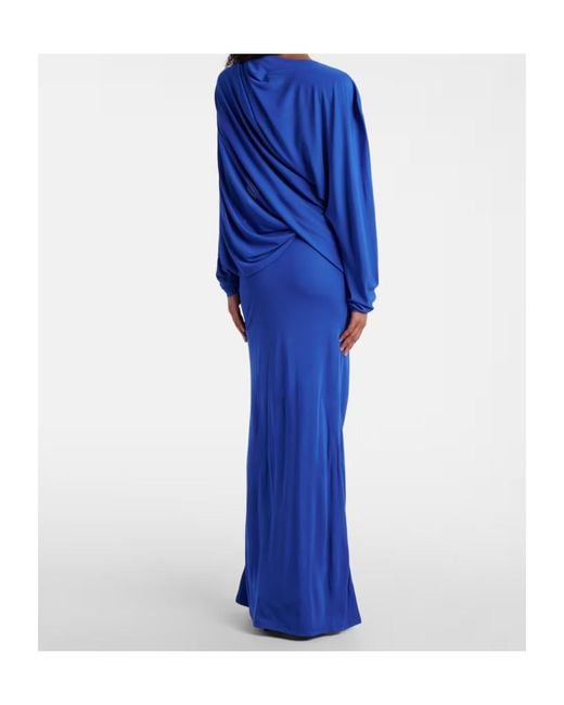 Christopher Esber Blue Encased Nature Draped Jersey Gown