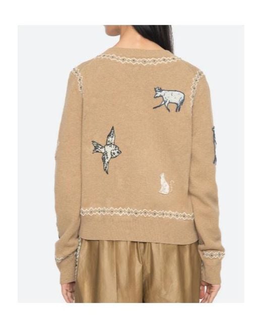 Sea Natural Winslow Animal-Patch Cardigan