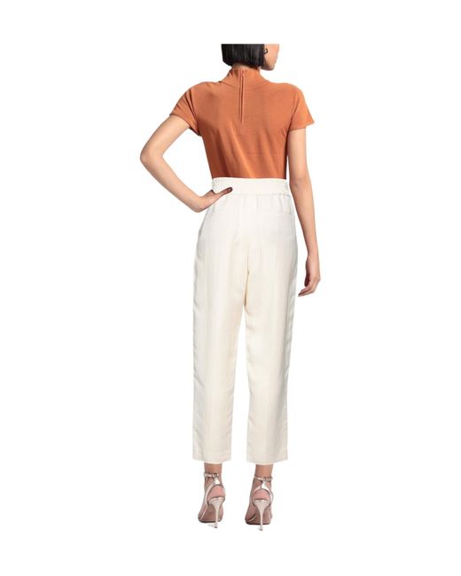 Brunello Cucinelli White Plain Colour Casual Trousers