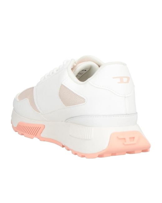 DIESEL White Two-Tone Low-Top Sneakers