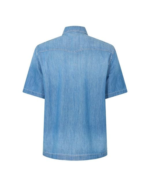 7 For All Mankind Blue Button-Down Denim Shirt for men