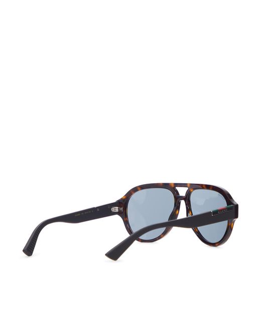 Gucci Blue Eyewear Pilot Frame Sunglasses for men