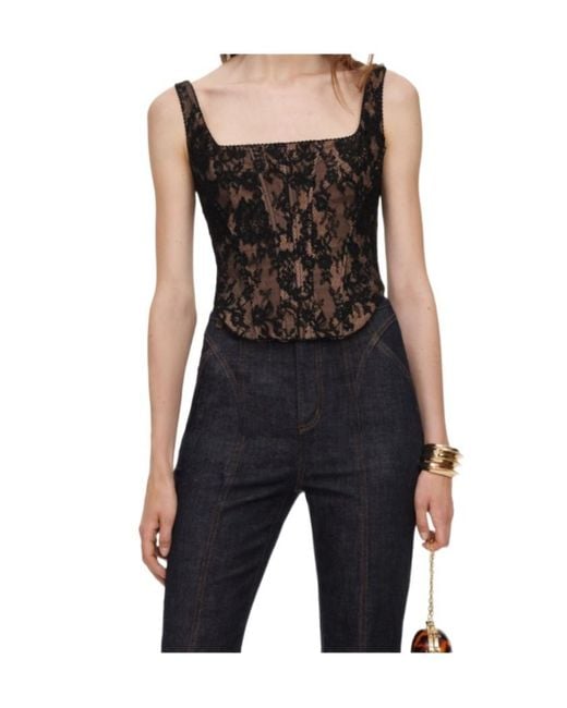 Self-Portrait Black Lace Corset Top