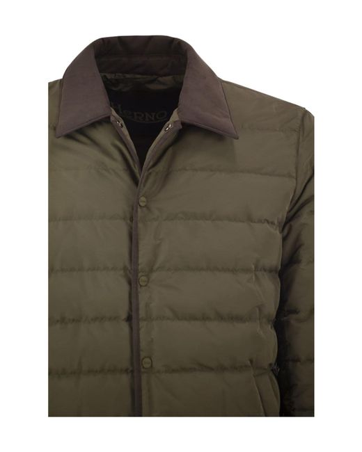 Herno Green Long-Sleeved Down Jacket for men