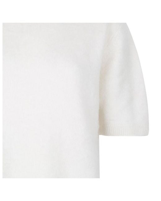 Lisa Yang White Knit Roll-Neck Top