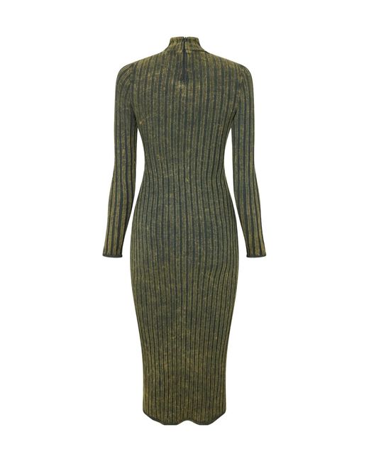 DIESEL Green Mockneck Longsleeve Knit Midi Dress