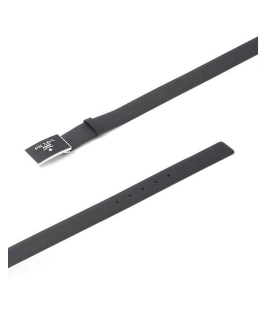 Prada Black Logo Plaque Buckle Belt for men