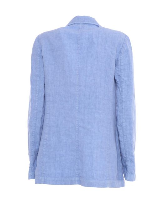 Aspesi Blue Single-Breasted Deconstructed Jacket