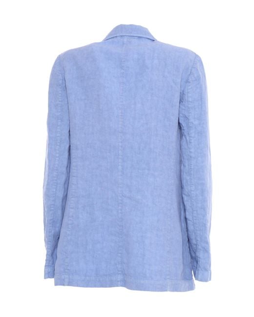 Aspesi Blue Single-Breasted Deconstructed Jacket