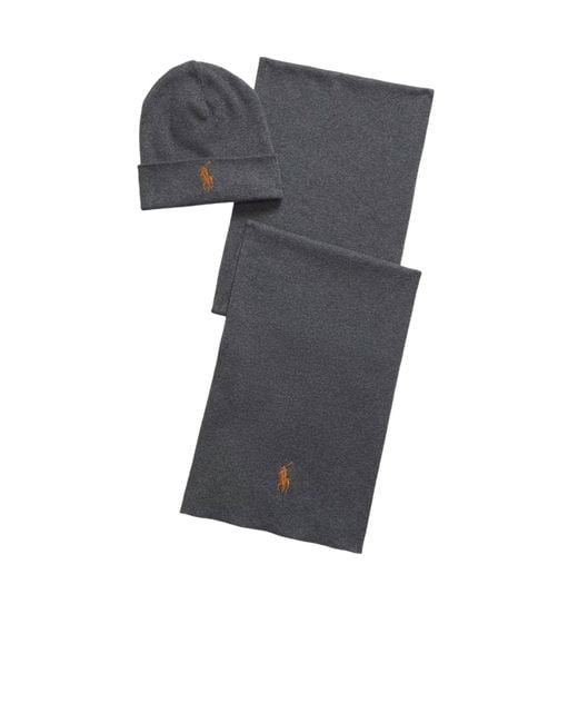 Polo Ralph Lauren Gray Ribbed Logo Knit Hat for men