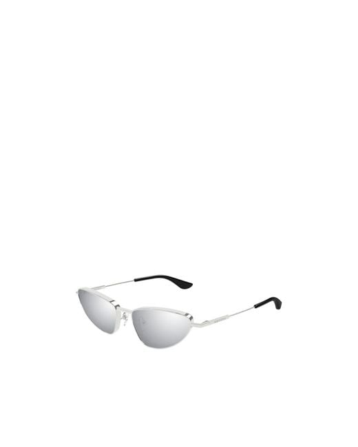McQueen White Geometric Sunglasses