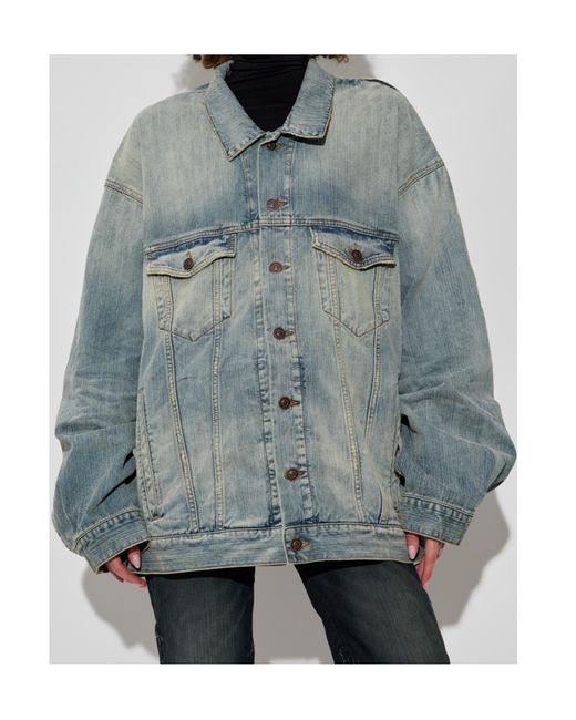 Balenciaga Blue Collared Button-Up Denim Jacket