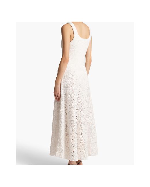 Khaite White Twigs Square-Neck Dress