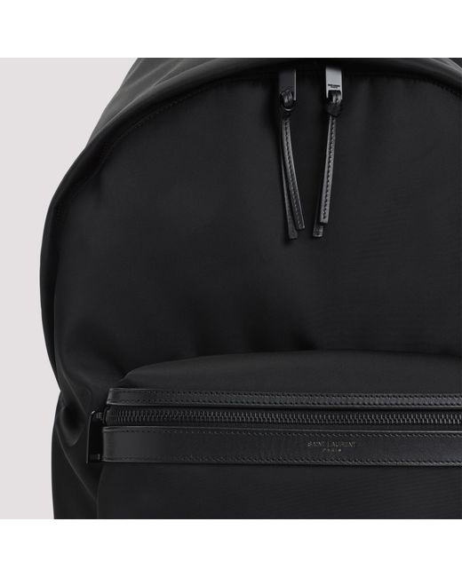 Saint Laurent Black Logo Debossed Zip-Up City Backpack for men