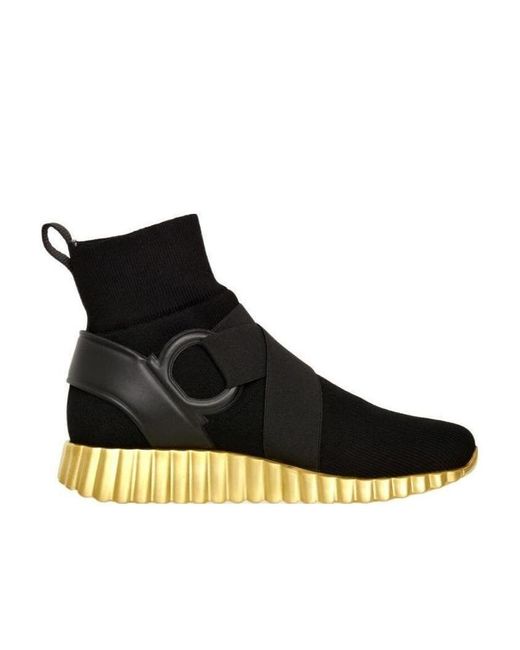 Ferragamo Black Thick Sole High-Top Casual Sneakers