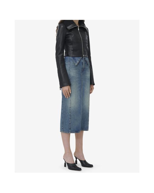 McQueen Black Folded Collar Leather Jacket
