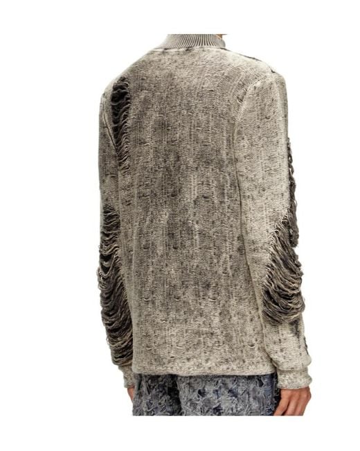 DIESEL Gray K-Fjordi Destroyed Sweater for men
