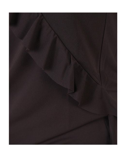 Pinko Black Ruffled One-Shoulder Asymmetric Top