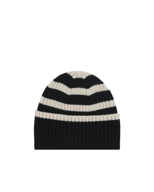Totême Black Totême Stripe Detailed Knitted Beanie