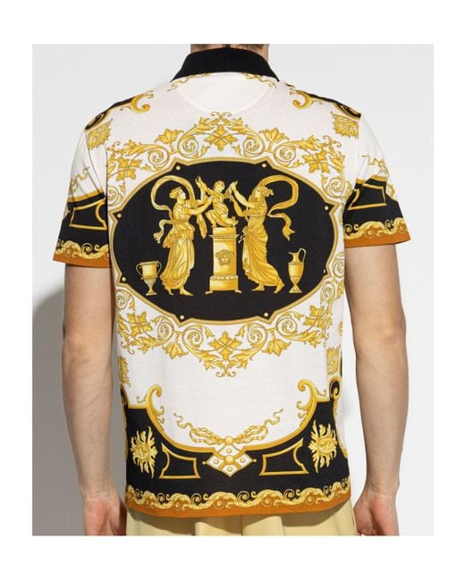 Versace Metallic Polo Shirt With "Hall Of Heroes" Print for men