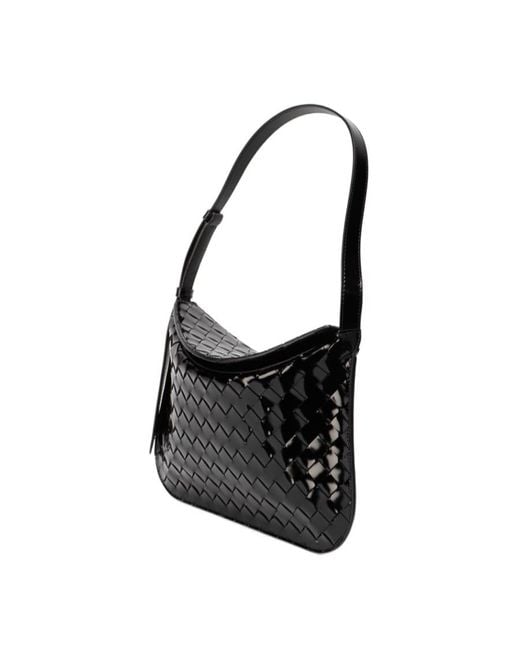 Bottega Veneta Black Flap Woven Leather Shoulder Bag