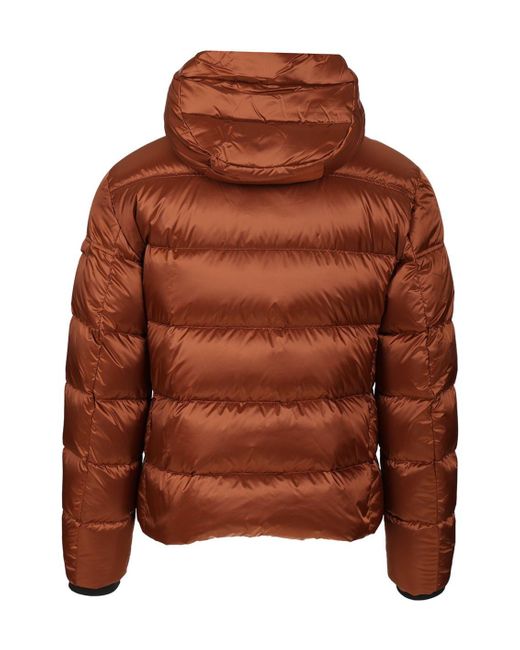 Moorer Brown Hooded Quilted Jacket for men