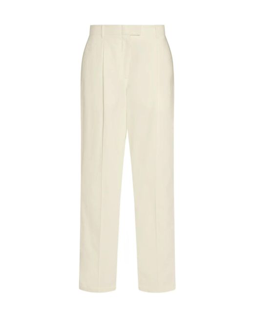 The Row White Neriah High-Waisted Tailored Pants