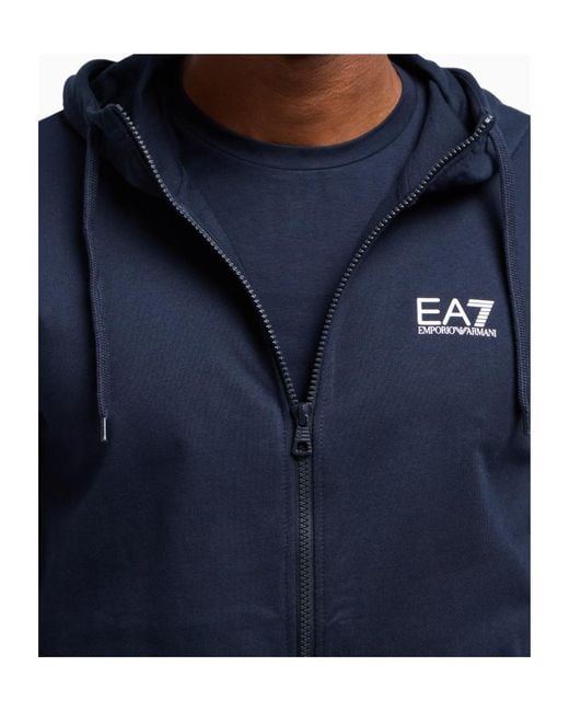EA7 Blue Long-Sleeved Hooded Sports Suit for men