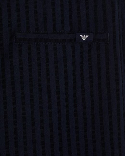 Emporio Armani Blue Textured Drawstring Shorts for men