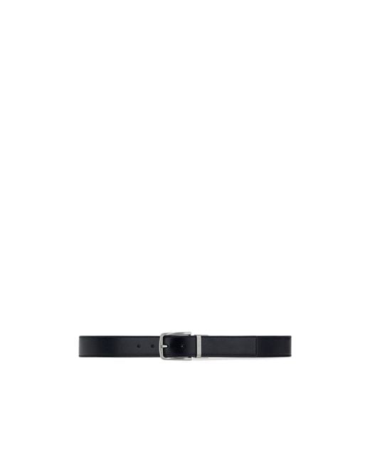 Emporio Armani White Logo-Engraved Leather Belt for men